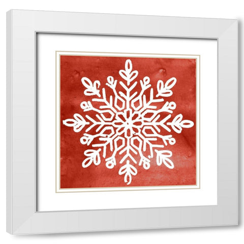 Nordic Snowflake I  White Modern Wood Framed Art Print with Double Matting by PI Studio
