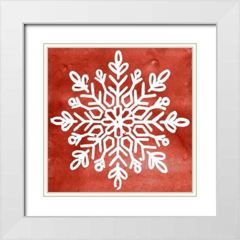 Nordic Snowflake I  White Modern Wood Framed Art Print with Double Matting by PI Studio