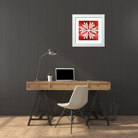 Nordic Snowflake II  White Modern Wood Framed Art Print with Double Matting by PI Studio