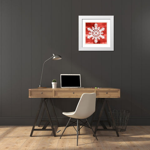 Nordic Snowflake III White Modern Wood Framed Art Print with Double Matting by PI Studio