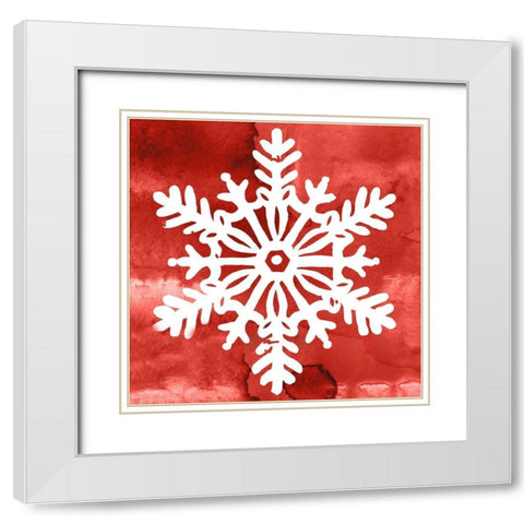 Nordic Snowflake III White Modern Wood Framed Art Print with Double Matting by PI Studio