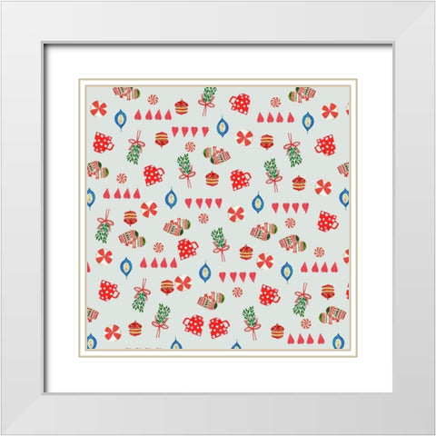 Symbols of Christmas  White Modern Wood Framed Art Print with Double Matting by PI Studio