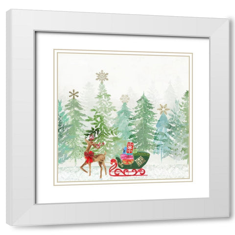 Holiday Greetings White Modern Wood Framed Art Print with Double Matting by PI Studio