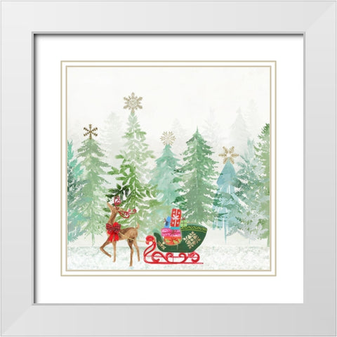 Holiday Greetings White Modern Wood Framed Art Print with Double Matting by PI Studio