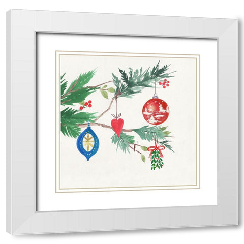 Christmas Toys White Modern Wood Framed Art Print with Double Matting by PI Studio