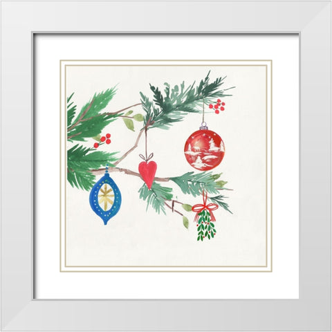 Christmas Toys White Modern Wood Framed Art Print with Double Matting by PI Studio