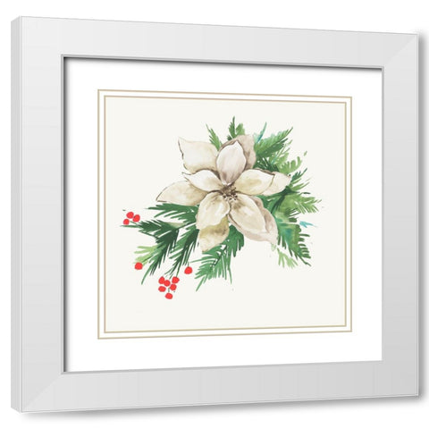 White Poinsettia White Modern Wood Framed Art Print with Double Matting by PI Studio