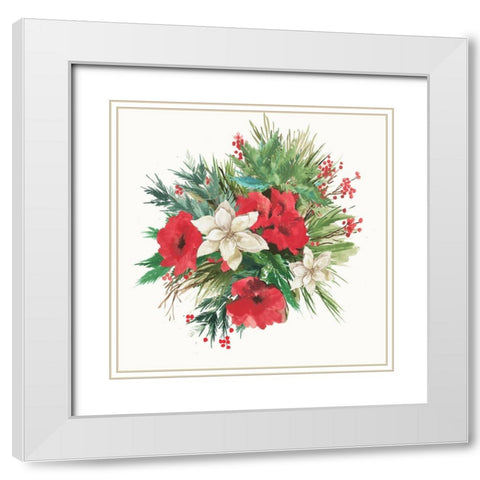 Christmas Bouquet White Modern Wood Framed Art Print with Double Matting by PI Studio