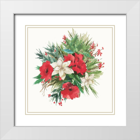 Christmas Bouquet White Modern Wood Framed Art Print with Double Matting by PI Studio