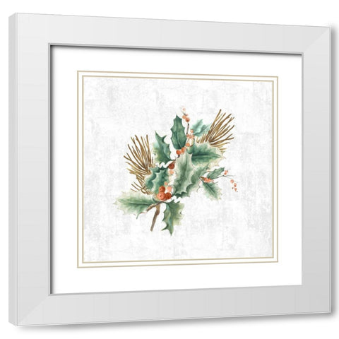 Mistletoe Branch White Modern Wood Framed Art Print with Double Matting by PI Studio