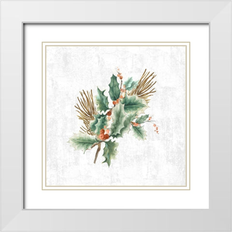 Mistletoe Branch White Modern Wood Framed Art Print with Double Matting by PI Studio