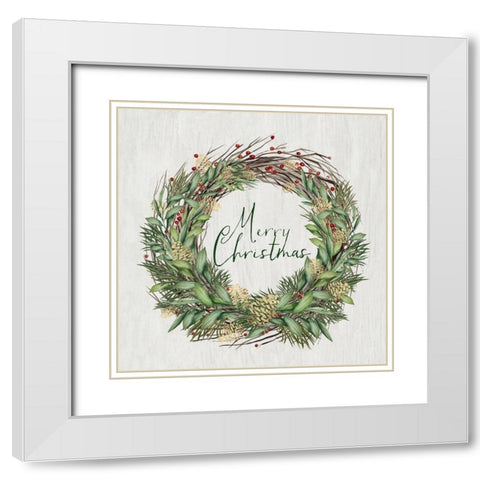 Beautiful Wreath White Modern Wood Framed Art Print with Double Matting by PI Studio