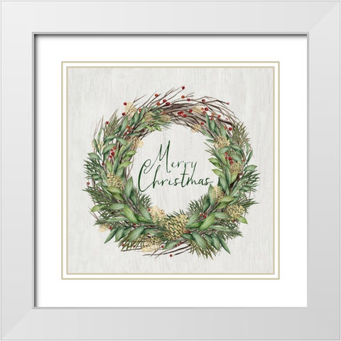 Beautiful Wreath White Modern Wood Framed Art Print with Double Matting by PI Studio