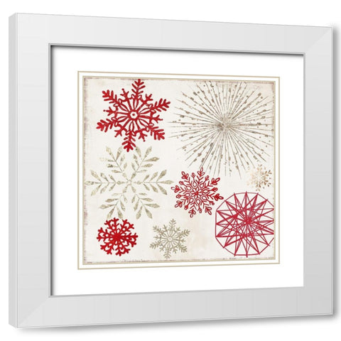 Merry Christmas Sparkles  White Modern Wood Framed Art Print with Double Matting by PI Studio