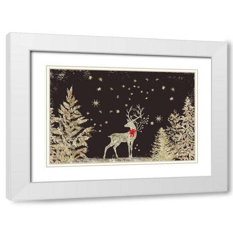 Prancer At Night  White Modern Wood Framed Art Print with Double Matting by PI Studio