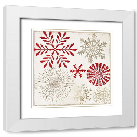 Christmas Snowflakes  White Modern Wood Framed Art Print with Double Matting by PI Studio