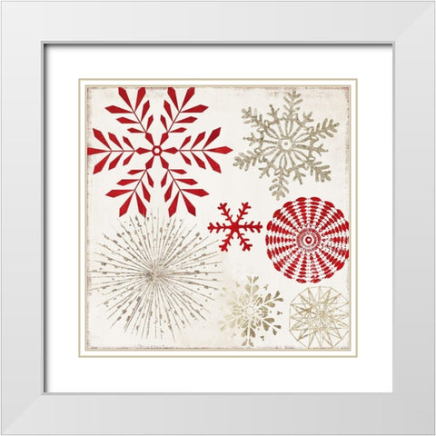 Christmas Snowflakes  White Modern Wood Framed Art Print with Double Matting by PI Studio