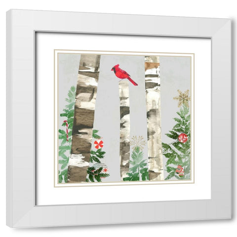 Holiday Forest White Modern Wood Framed Art Print with Double Matting by PI Studio