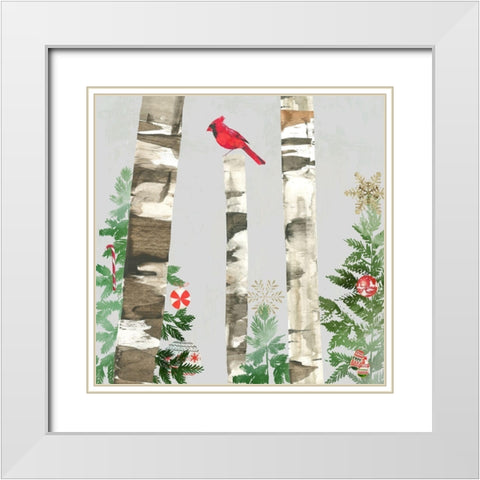 Holiday Forest White Modern Wood Framed Art Print with Double Matting by PI Studio
