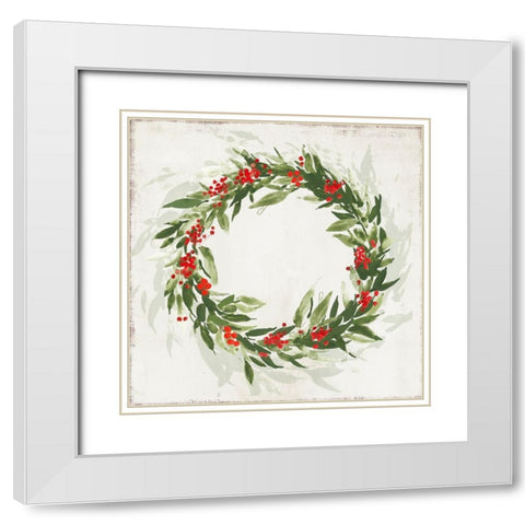 Classic Wreath  White Modern Wood Framed Art Print with Double Matting by PI Studio