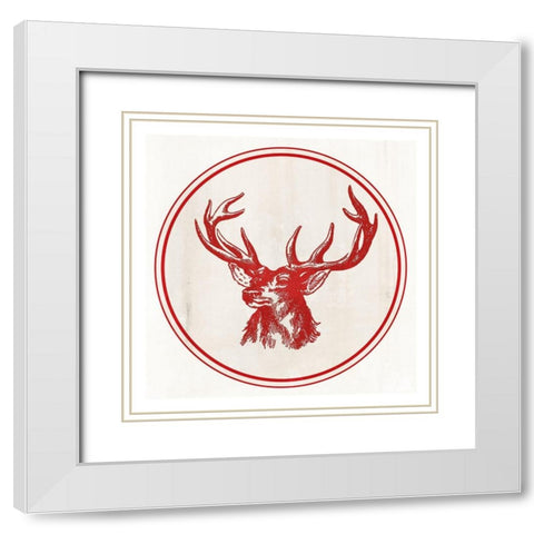 Reindeer Portrait  White Modern Wood Framed Art Print with Double Matting by PI Studio