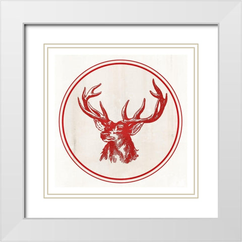 Reindeer Portrait  White Modern Wood Framed Art Print with Double Matting by PI Studio