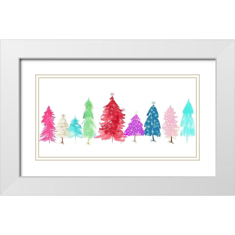 Merry and Bright White Modern Wood Framed Art Print with Double Matting by PI Studio