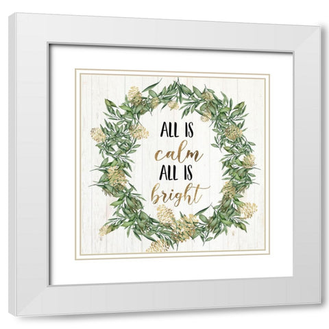 All is calm all is bright  White Modern Wood Framed Art Print with Double Matting by PI Studio