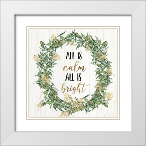 All is calm all is bright  White Modern Wood Framed Art Print with Double Matting by PI Studio