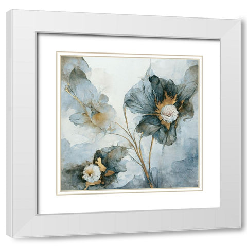 Rainy Day Blooms I White Modern Wood Framed Art Print with Double Matting by Mclean, Leah