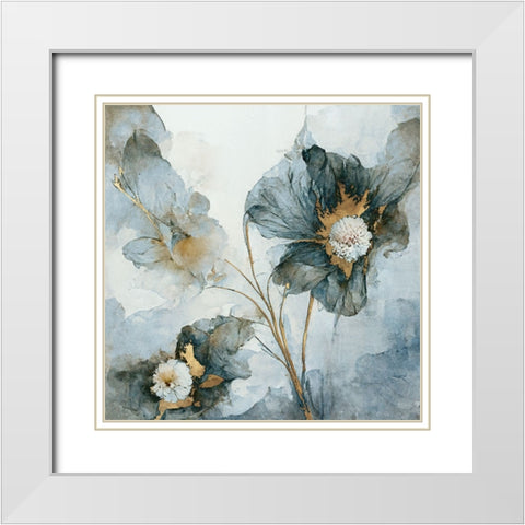 Rainy Day Blooms I White Modern Wood Framed Art Print with Double Matting by Mclean, Leah