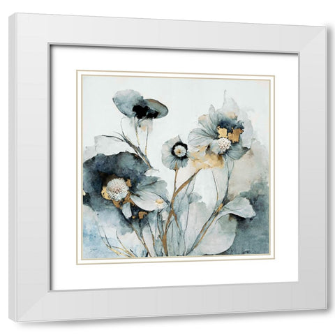 Rainy Day Blooms II White Modern Wood Framed Art Print with Double Matting by Mclean, Leah