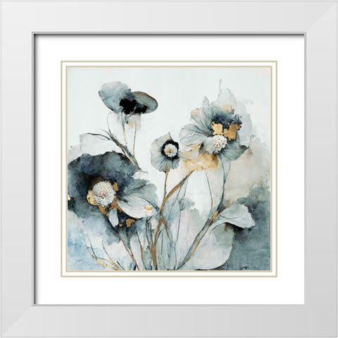 Rainy Day Blooms II White Modern Wood Framed Art Print with Double Matting by Mclean, Leah