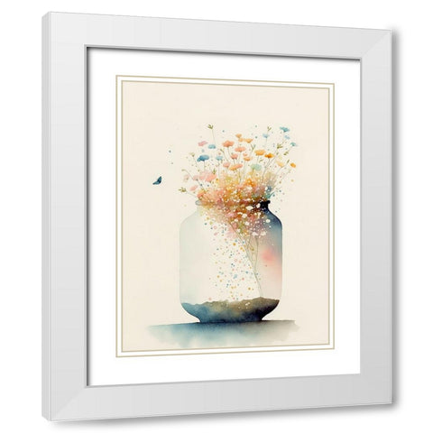 Jug of Wildflowers White Modern Wood Framed Art Print with Double Matting by Mclean, Leah