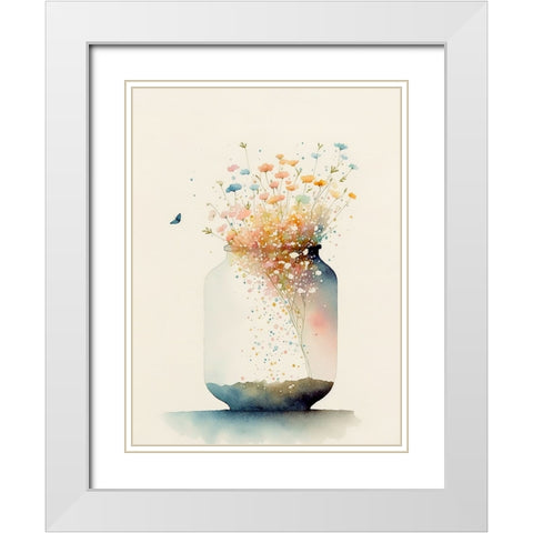 Jug of Wildflowers White Modern Wood Framed Art Print with Double Matting by Mclean, Leah