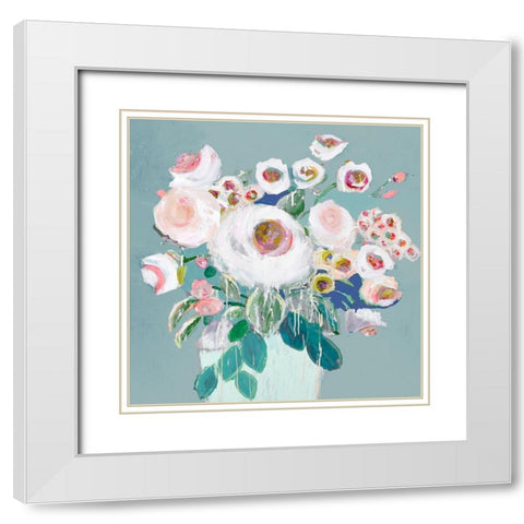 Happy Bouquet  White Modern Wood Framed Art Print with Double Matting by Rivera, Michelle