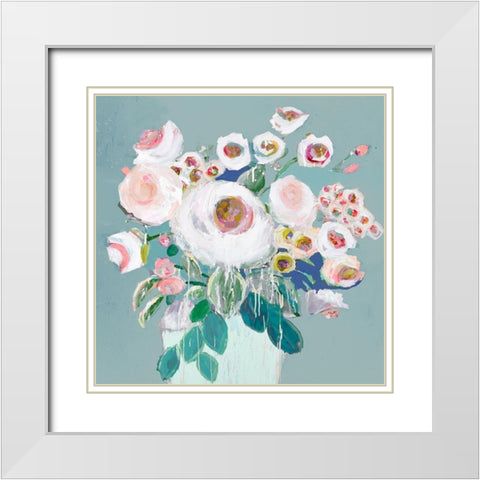 Happy Bouquet  White Modern Wood Framed Art Print with Double Matting by Rivera, Michelle