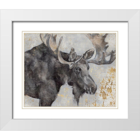 Alces Trail I  White Modern Wood Framed Art Print with Double Matting by Hawksley, Beverley