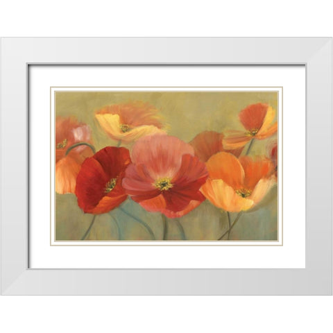 Summer Poppies White Modern Wood Framed Art Print with Double Matting by Iafrate, Sandra