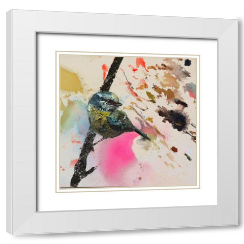 Blue Western Tanager  White Modern Wood Framed Art Print with Double Matting by St Amant, Daniel