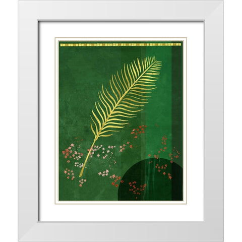 Lush Green Leaf White Modern Wood Framed Art Print with Double Matting by Hogan, Aoibhne