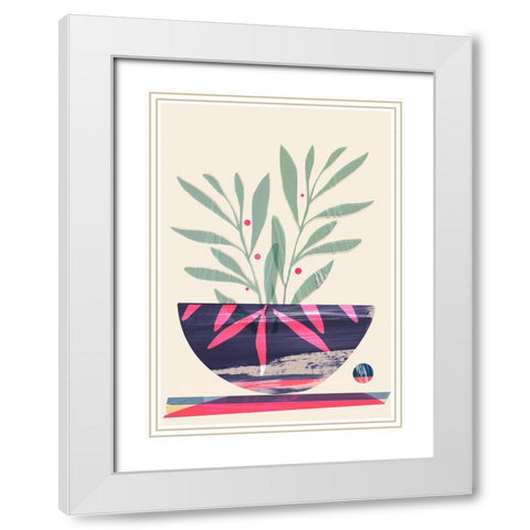 Shibori Bowl Pink White Modern Wood Framed Art Print with Double Matting by Hogan, Aoibhne
