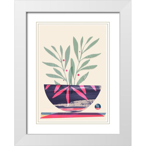 Shibori Bowl Pink White Modern Wood Framed Art Print with Double Matting by Hogan, Aoibhne