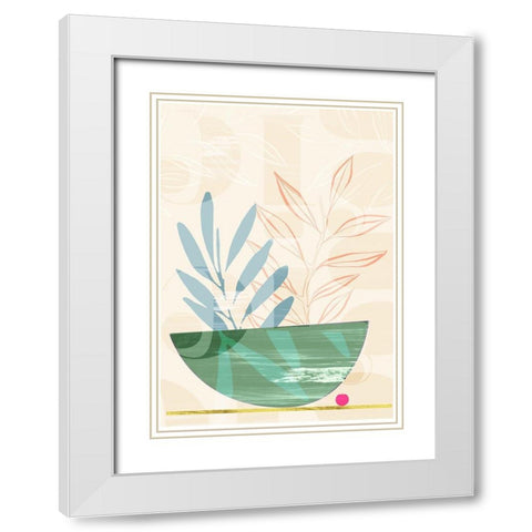 Shibori Bowl Green White Modern Wood Framed Art Print with Double Matting by Hogan, Aoibhne