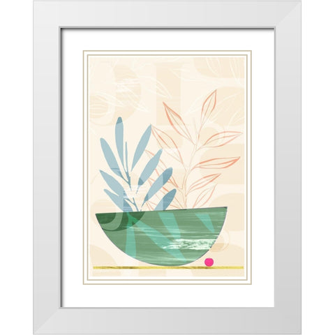 Shibori Bowl Green White Modern Wood Framed Art Print with Double Matting by Hogan, Aoibhne