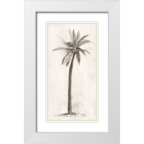 Vintage Palm Tree II White Modern Wood Framed Art Print with Double Matting by Ian C