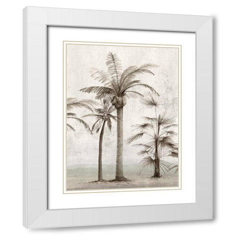 Vintage Palm Trees I  White Modern Wood Framed Art Print with Double Matting by Ian C