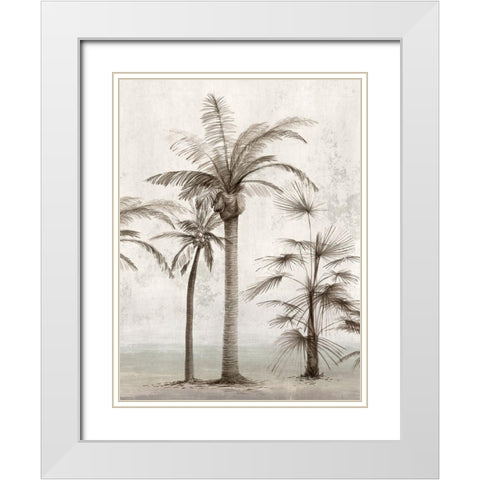 Vintage Palm Trees I  White Modern Wood Framed Art Print with Double Matting by Ian C