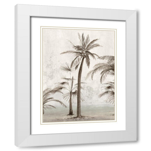 Vintage Palm Trees II White Modern Wood Framed Art Print with Double Matting by Ian C