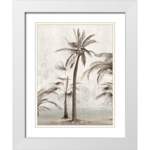 Vintage Palm Trees II White Modern Wood Framed Art Print with Double Matting by Ian C